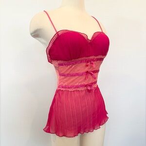 2007 Victoria’s Secret Sexy Little Things Lace Pleats Pink Babydoll Camisole Top